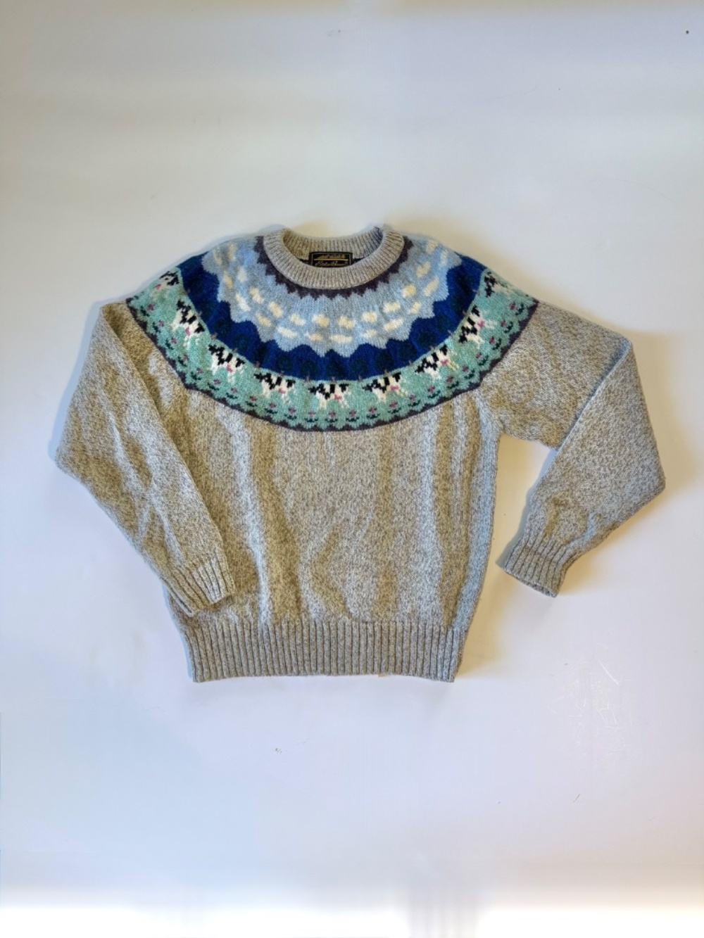 Vintage Eddie Bauer Nordic Fair Isle Cow Wool Blend Sweater (Size M)